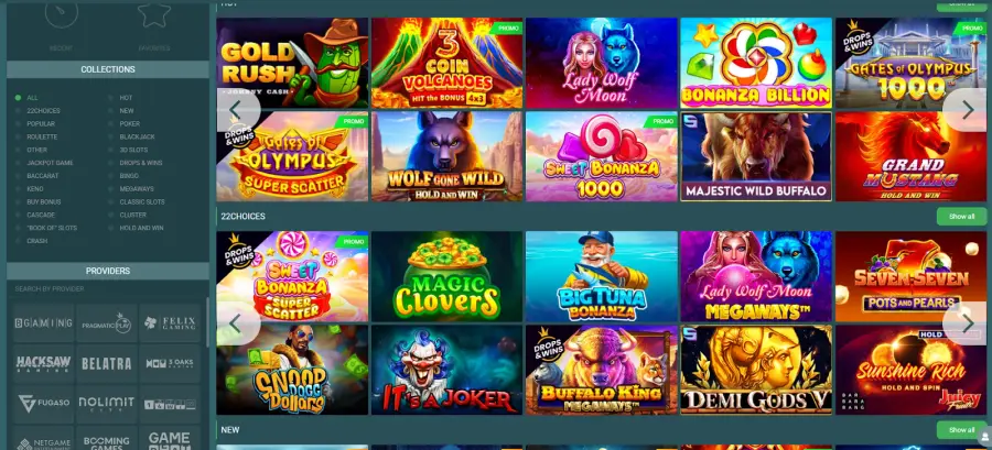 22casino login